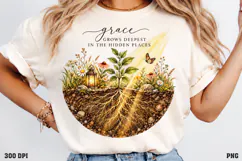 Grace Grows Deepest Christian Shirt PNG, Rooted in Grace Flo Product Image 3