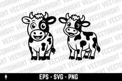 A black and white cartoon mascot of a spotted dairy cow Product Image 3
