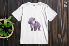 Watercolor Cute Hippo Clipart Sublimation PNG Product Image 3
