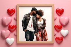 Valentines Day Black Couple Clipart, Black Couple Clipart Product Image 3