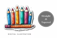 Watercolor School Tumbler Wrap, Colored Pencils Tumbler PNG Product Image 3