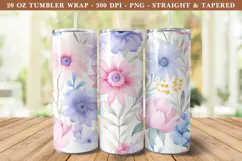Watercolor Pastel Flower Tumbler Wrap | 20 oz tumbler wrap Product Image 1