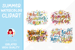Summer Quotes Watercolor Cliparts Product Image 1