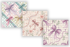 Coquette Bow Gingham Digital Paper, Seamless Watercolor Product Image 3