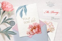Watercolor Peonies, separate elements, wedding printable DIY Product Image 4