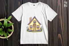 Yellow Cottage House Watercolor Clipart Sublimation PNG Product Image 3