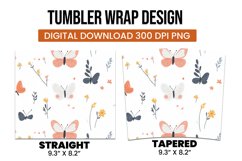 Butterfly pattern tumbler wrap sublimation design Product Image 3