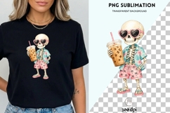 Tropical Goth Skeleton Clipart PNG, Summerween Skull, Beach Product Image 1