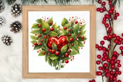 Christmas Hearts Watercolor Clipart, Christmas PNG Product Image 3