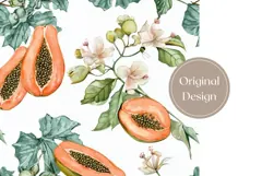 Watercolor Papaya Tumbler Design, Papaya Fruit Tumbler PNG Product Image 3