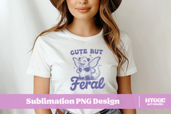 Cute but Feral Vintage Funny Sarcastic Coquette Possum PNG Product Image 2