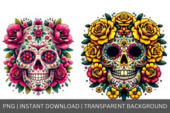 Skull watercolor, Floral skull art, Gothic flowers Clipart Product Image 3