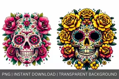 Skull watercolor, Floral skull art, Gothic flowers Clipart Product Image 3