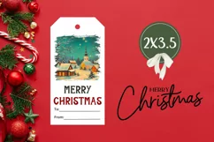 Christmas Village Gift Tag, Watercolor Christmas Product Tag Product Image 3