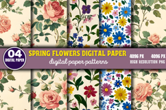 Spring Flowers Digital Paper PNG Product Image 1