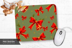 Red And Gold Holiday Bells Pattern Mouse Pad PNG Design Product Image 1