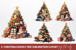 Christmas Books Tree Sublimation Clipart Product Image 1