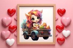 Cute Baby Unicorn Clipart, Valentines Day Couplet Product Image 3