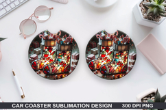 Christmas Car Coaster Sublimation| Christmas Coaster PNG Product Image 1