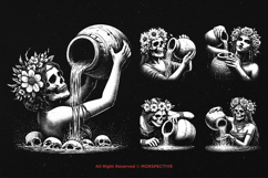 10 Bundle Dark Art Aquarius Skull Girl Zodiac Woman Face Product Image 5
