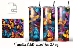 3D Butterfly 20 oz Tumbler Wrap Sublimation Product Image 1