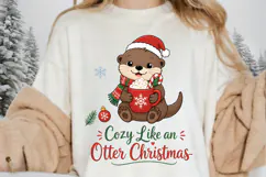 Cute Christmas Otter PNG, Cozy Like an Otter Christmas Product Image 4