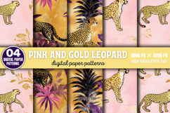 Pink and Gold Leopard Digital Background Paper PNG Product Image 4