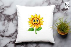 Smiling Cartoon Sunflower Clipart Sublimation PNG Product Image 3