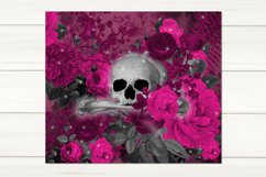 Gothic skull &amp; flowers | Skinny tumbler sublimation design Product Image 3