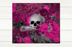 Gothic skull & flowers | Skinny tumbler sublimation design Product Image 3