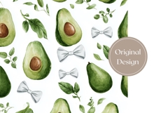Watercolor Avocado Tumbler Wrap, Bows Tumbler Sublimation Product Image 3