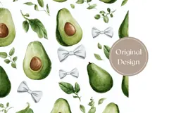 Watercolor Avocado Tumbler Wrap, Bows Tumbler Sublimation Product Image 3