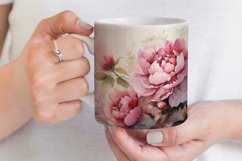 Peonies Mug Sublimation | Watercolor Flowers Mug Wrap Product Image 3