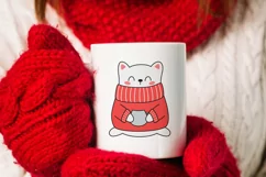 Cute kawaii cat in red sweater. Sublimation PNG. Product Image 2