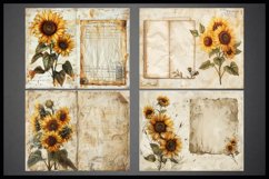 4 Vintage Double Sided Junk Journal Page I Sunflowers Product Image 2