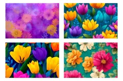 Cartoon Cosmetic Bag Designs, Tulips Flowers Cosmetic Bag Product Image 3