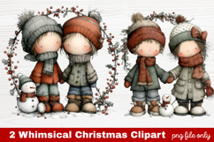 2 Whimsical Christmas Clipart | Cute Holiday PNG Set Product Image 1