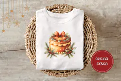 Cartoon Christmas Cake Illustration, Gold Christmas PNG Product Image 3