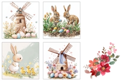 Easter Bunny Square Coasters, Watercolor Easter Sublimation Product Image 3