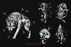 10 Bundle Dark Art Stab Wolf Hunting Howl Predator Beast Product Image 5