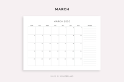 2030 Monthly Calendar with Notes, Landscape, Printable Product Image 3