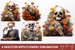Skeleton With Flowers Sublimation Clipart Product Image 1