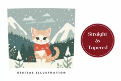 Christmas Cat Tumbler Wrap Design, Cozy Winter Tumbler PNG Product Image 3