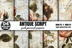 Antique Script Junk Journal Papers PNG Product Image 1