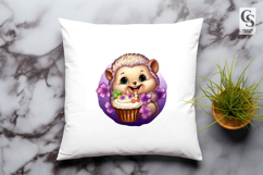 Cute hedgehog dessert clipart sublimation png Product Image 3