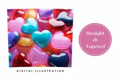 3D Glass Hearts Tumbler Design, Valentine's Day Tumbler Wrap Product Image 3