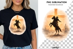 Christian Cowboy PNG Sublimation | Western Faith Cross Product Image 3