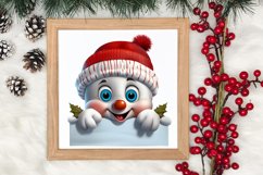 Christmas Snowman Peeking Clipart PNG Product Image 3