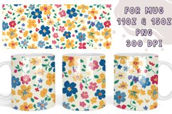 Wildflowers mug sublimation designs, Watercolor floral mug Product Image 1