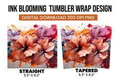 watercolor Blooming flower tumbler wrap sublimation Product Image 3